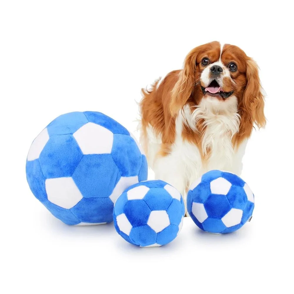 Plush Squeaky Football Dog Toy Ball for Small & Large Dogs