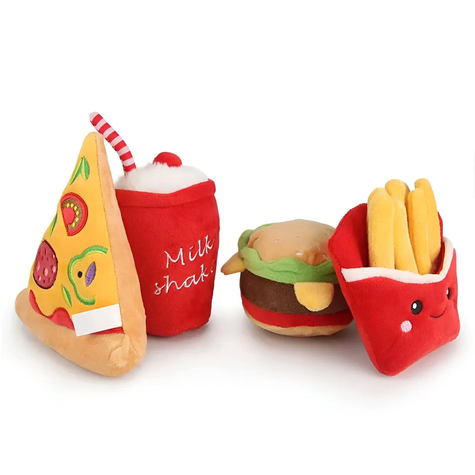 Fries & Burger Squeaky Chew Toy for Small Dogs
