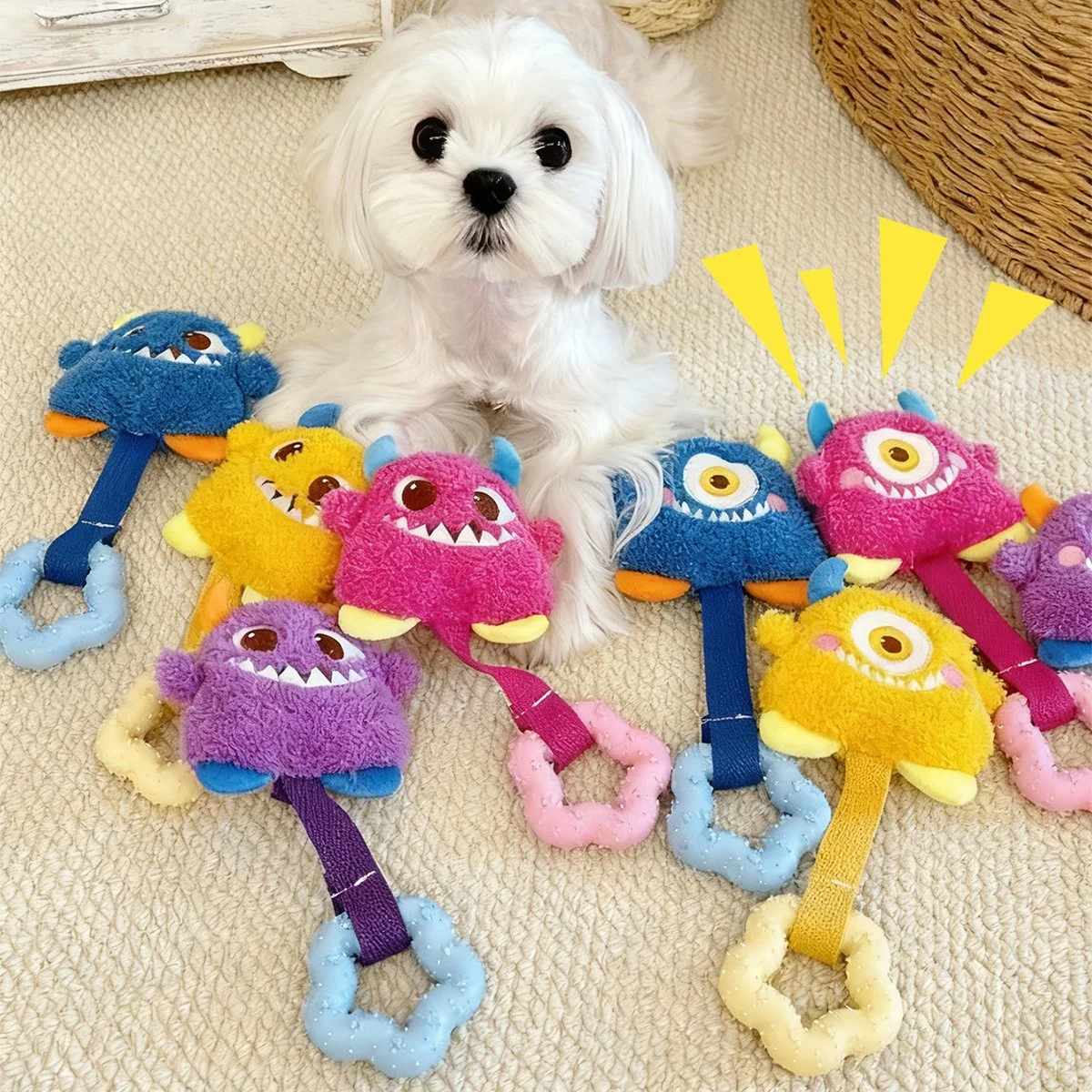 Durable Squeaky Dental Chew Dog Toy for Teeth Cleaning & Tartar Control