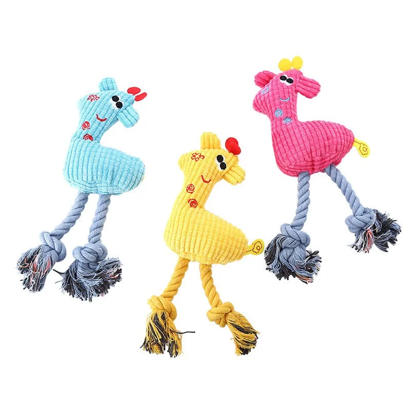 Giraffe Rope Squeak Dog Chew Toy for Puppies and Adult Dogs