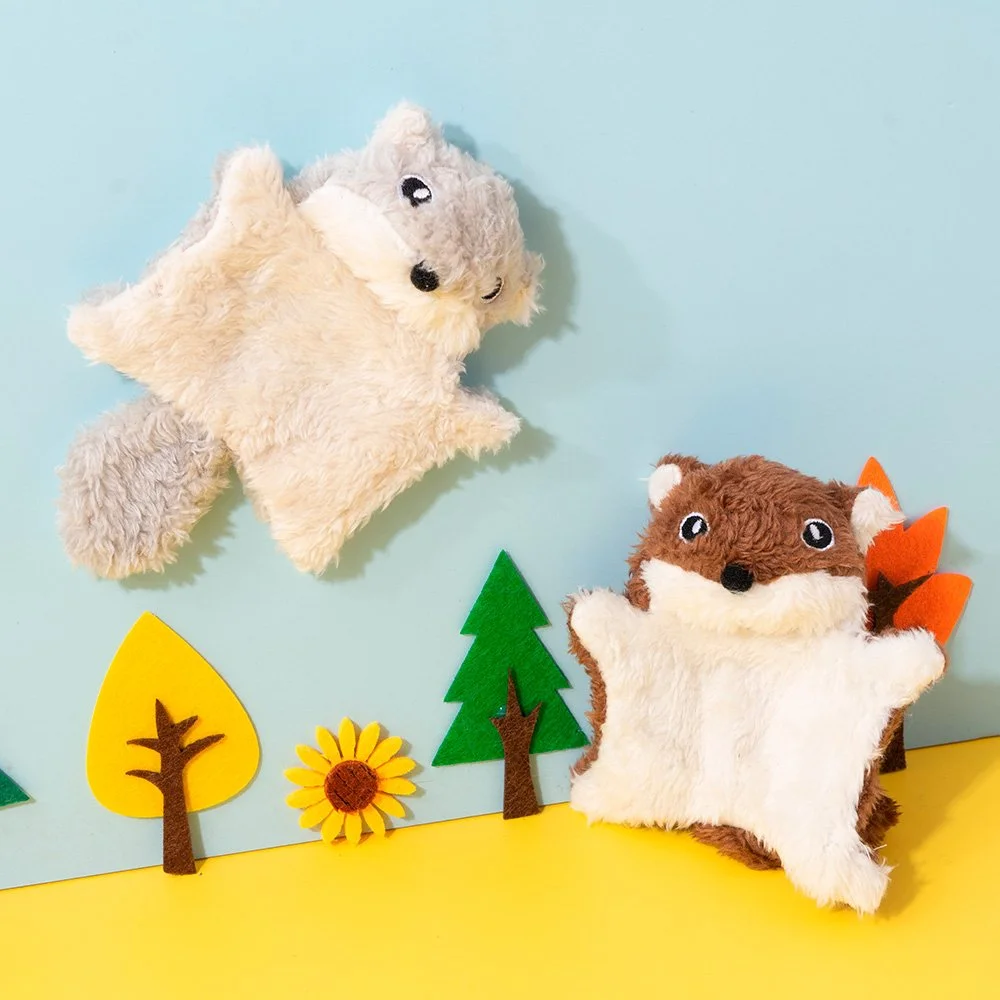 Flying Squirrel Plush Cat & Dog Chew Toy with Squeak