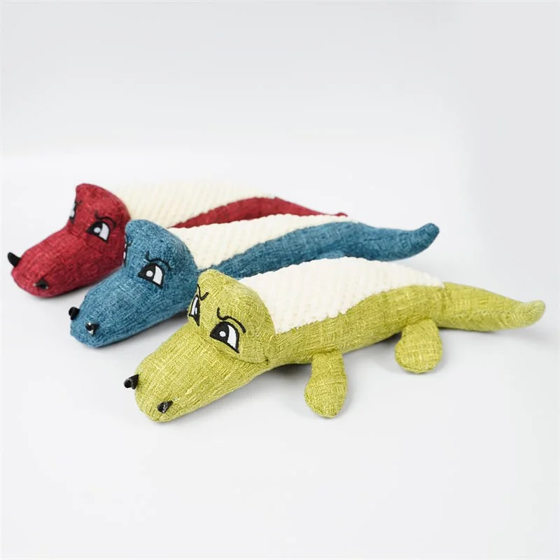 Plush Crocodile Squeaky Chew Toy for Dogs & Cats – 3 Color Design
