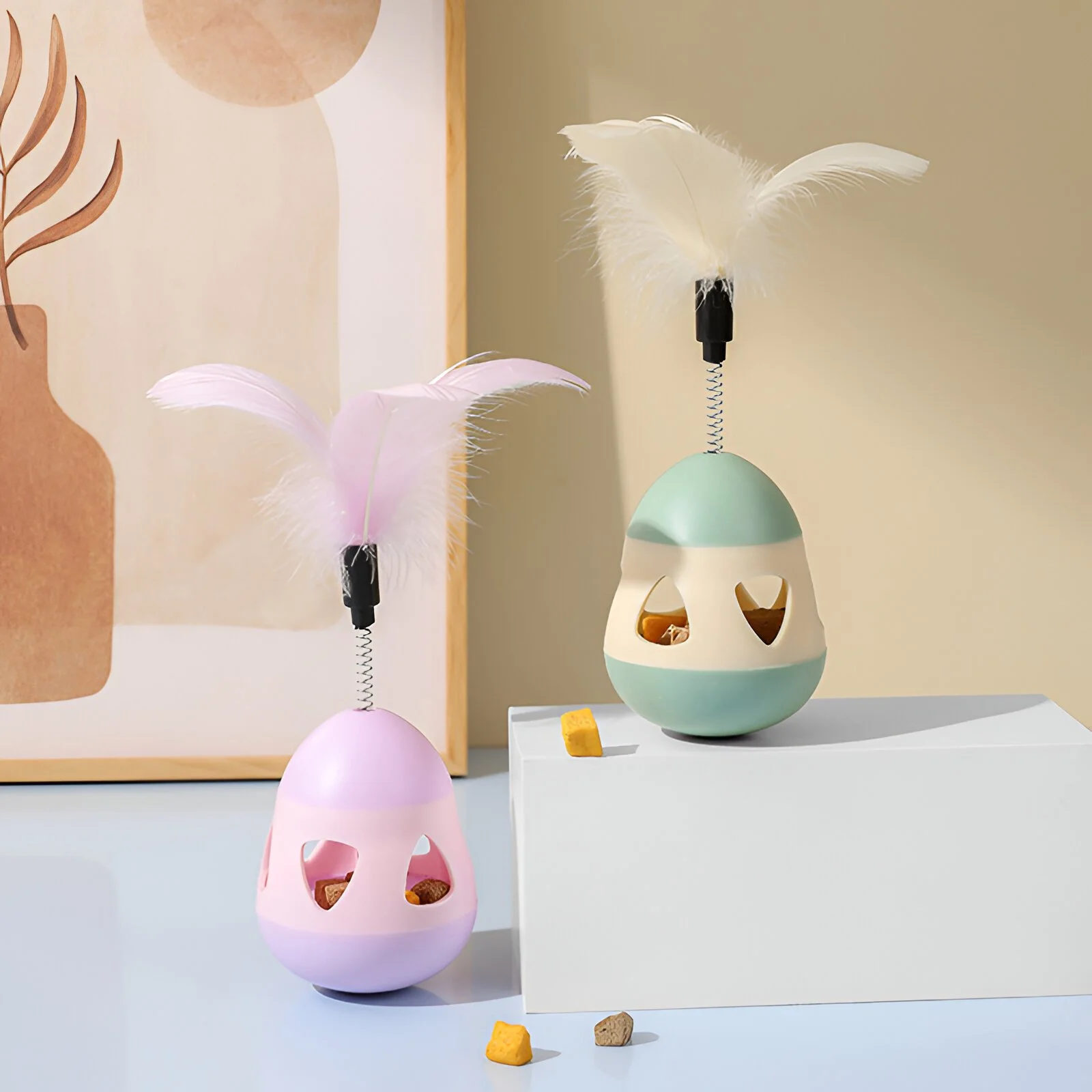 Interactive Cat Toy Tumbler with Feather Teasers – Self-Exciting, Boredom-Busting Fun