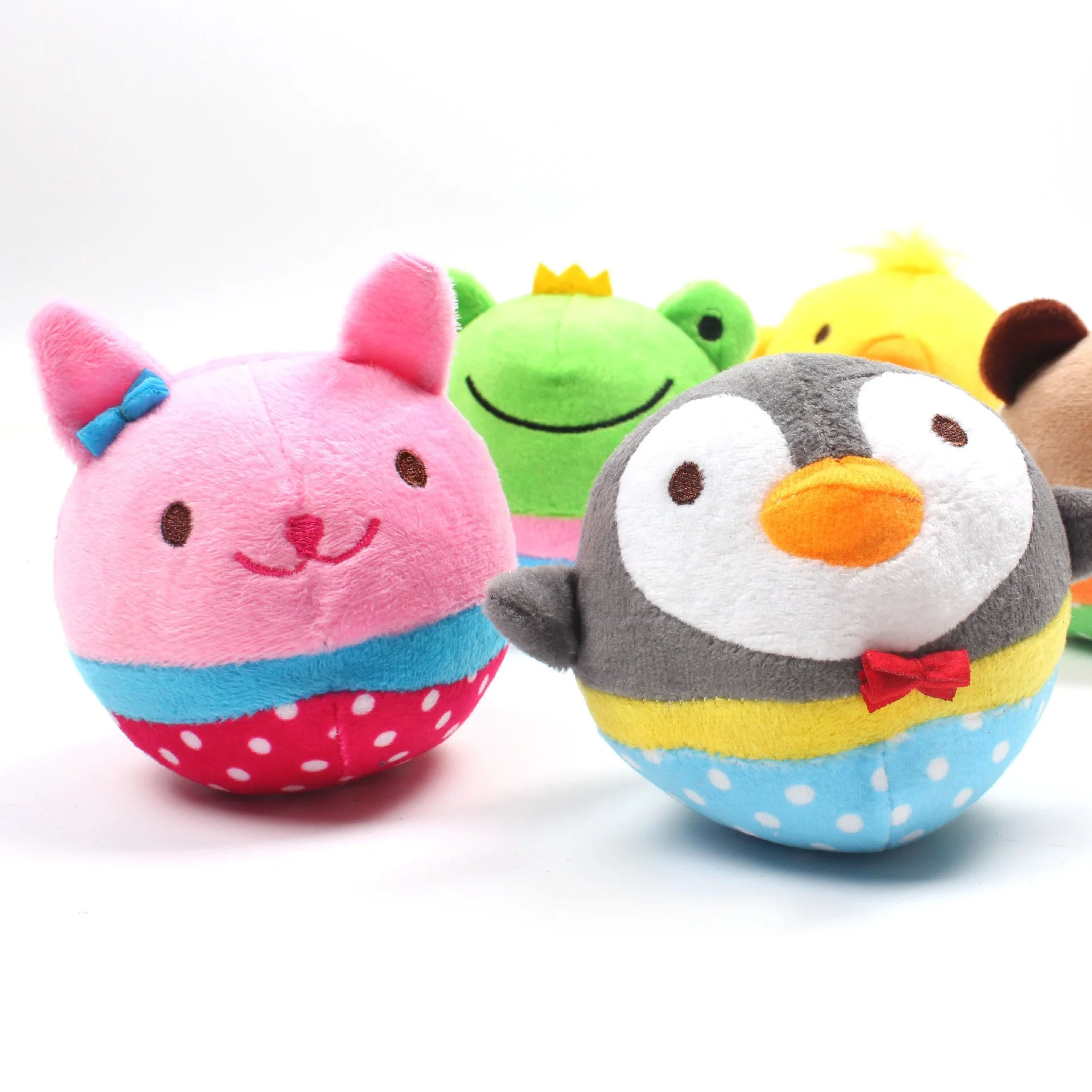 Plush Squeaky Dog Chew Toy Animal Ball for Interactive Play