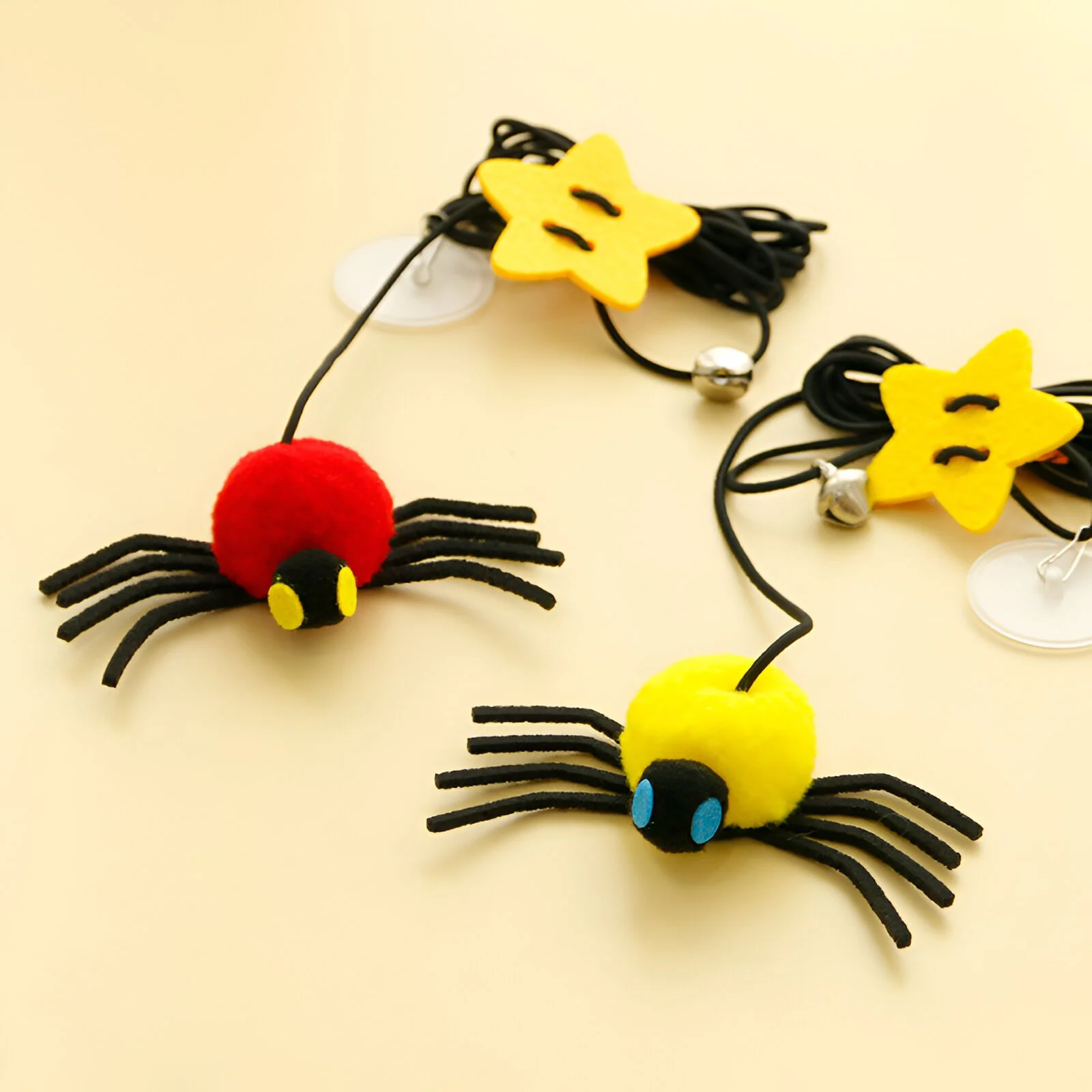 Interactive Cat Toy with Feather, Bell & Elastic Rope - Fun Spider Teaser