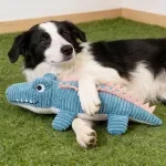 Realistic Crocodile Plush Squeaky Chew Toy for Puppies – Bite-Resistant Molar Teeth Cleaning