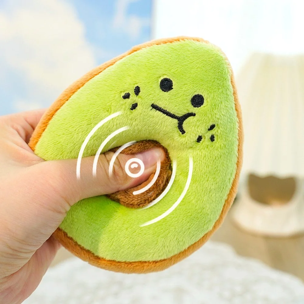 Interactive Plush Avocado and Kiwi Dog Toy - Squeaky Teeth Grinding Pet Accessory
