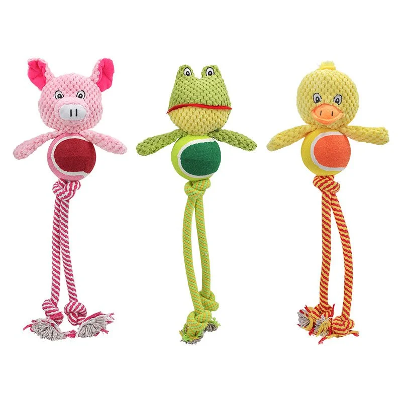 Plush Rope Dog Toy - Squeaky Chew Resistant Molar Toy for Teeth Cleaning