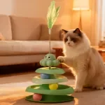 Interactive Cat Toy Octopus with Rotating Disk for Feline Fun