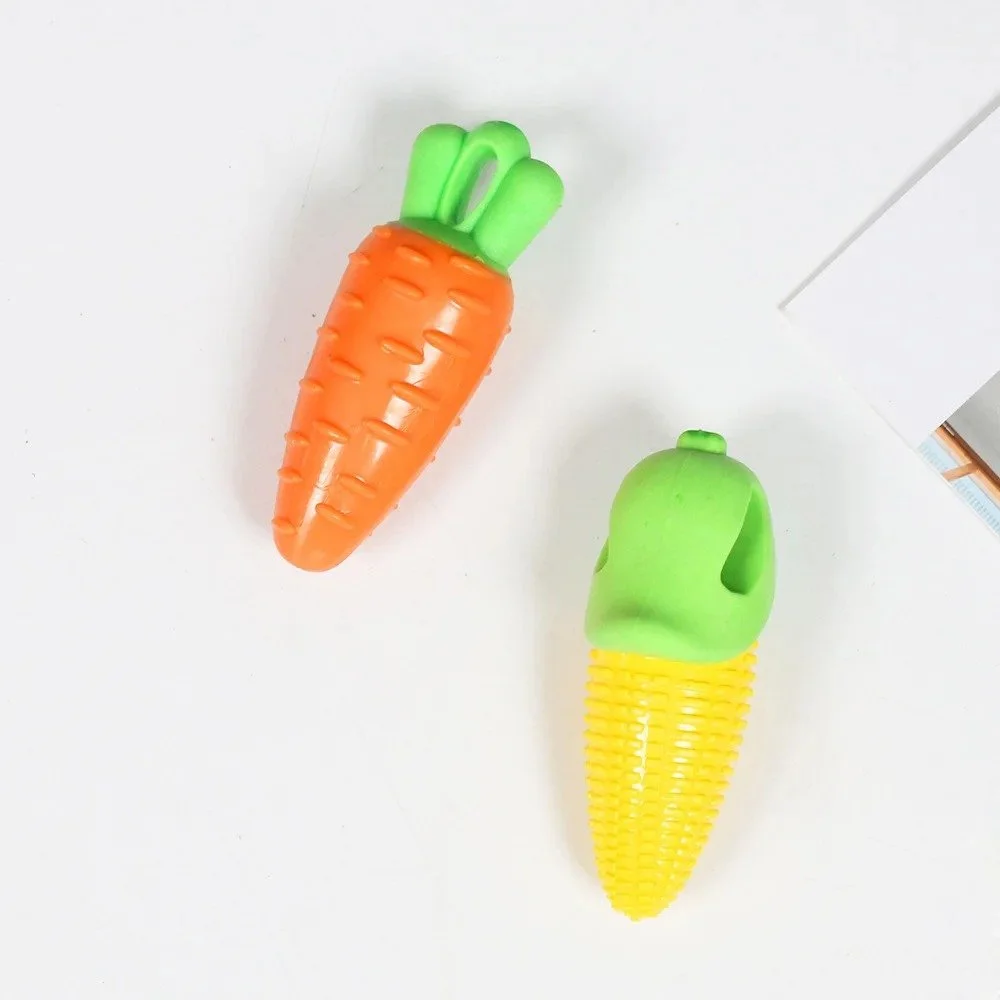 Durable Squeaky Carrot & Corn Dog Chew Toy for Teeth Cleaning