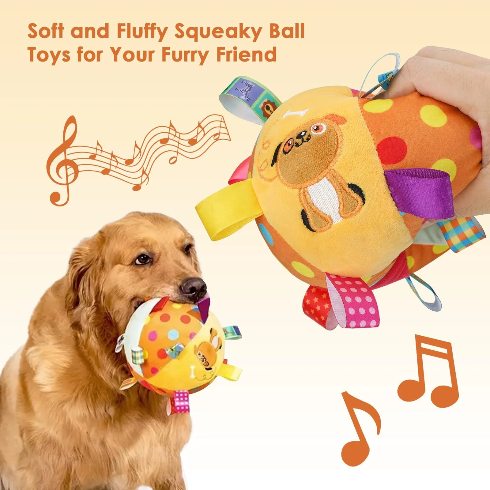 Interactive Dog Ball Toy with Plush Handle for Aggressive Chewers
