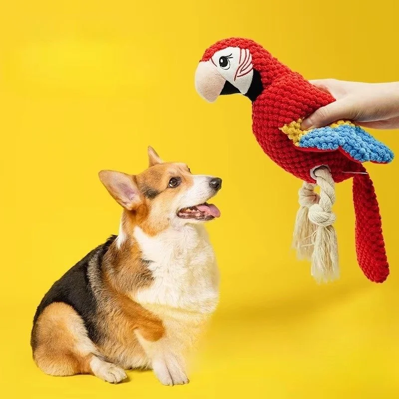 Plush Parrot Squeaky Dog Toy
