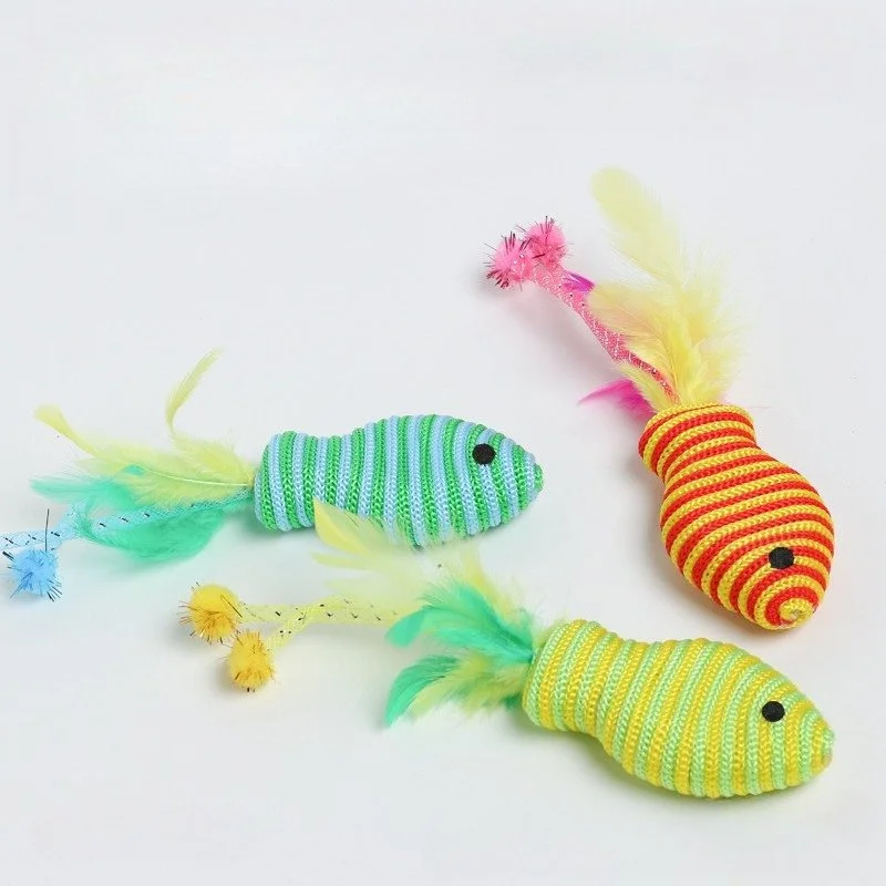 Colorful Cotton Rope Fish Cat Toy for Interactive Play