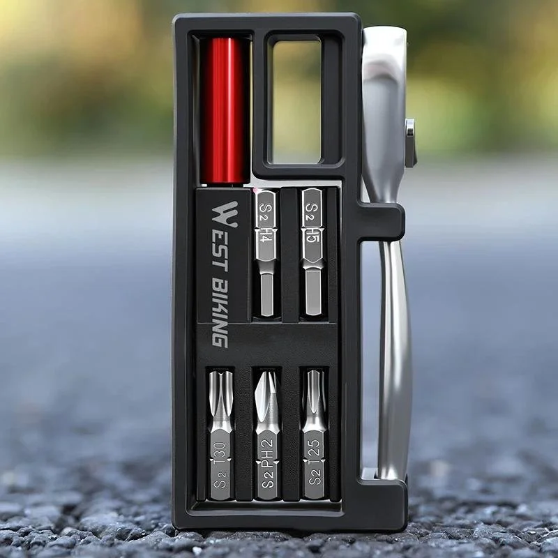 Portable Ratcheting Bike Tool Set with Multifunctional Alloy Bits