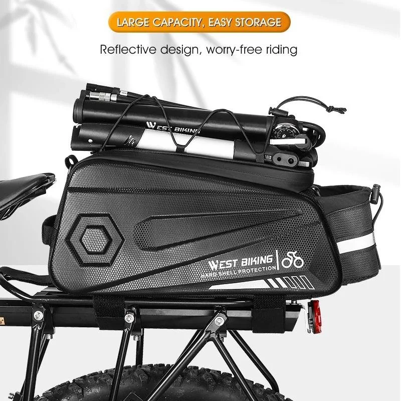 Waterproof Bike Trunk Bag with Hard Shell & Large Storage Capacity