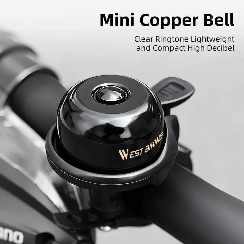 Mini Copper Bike Bell with Clear Chime for 0.75–1.25 in Handlebars