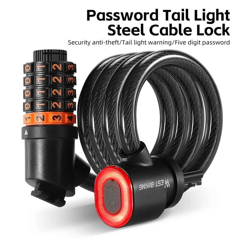 2-in-1 Bike Cable Lock with Built-In Taillight