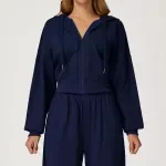 Women's Winter Hooded Zip Sweatshirt for Yoga & Outdoor Sports
