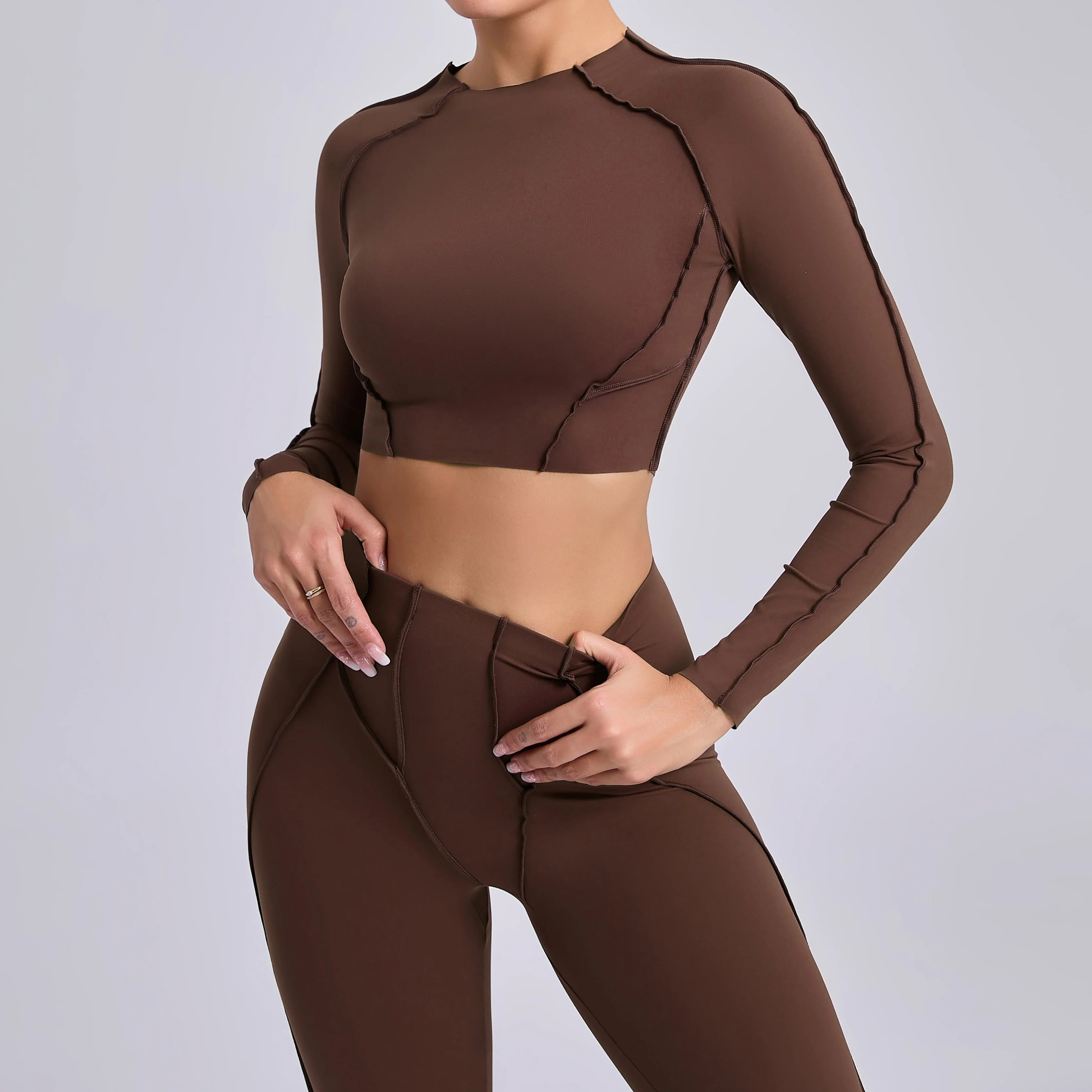 Women’s Long-Sleeve Seamless Yoga Crop Top