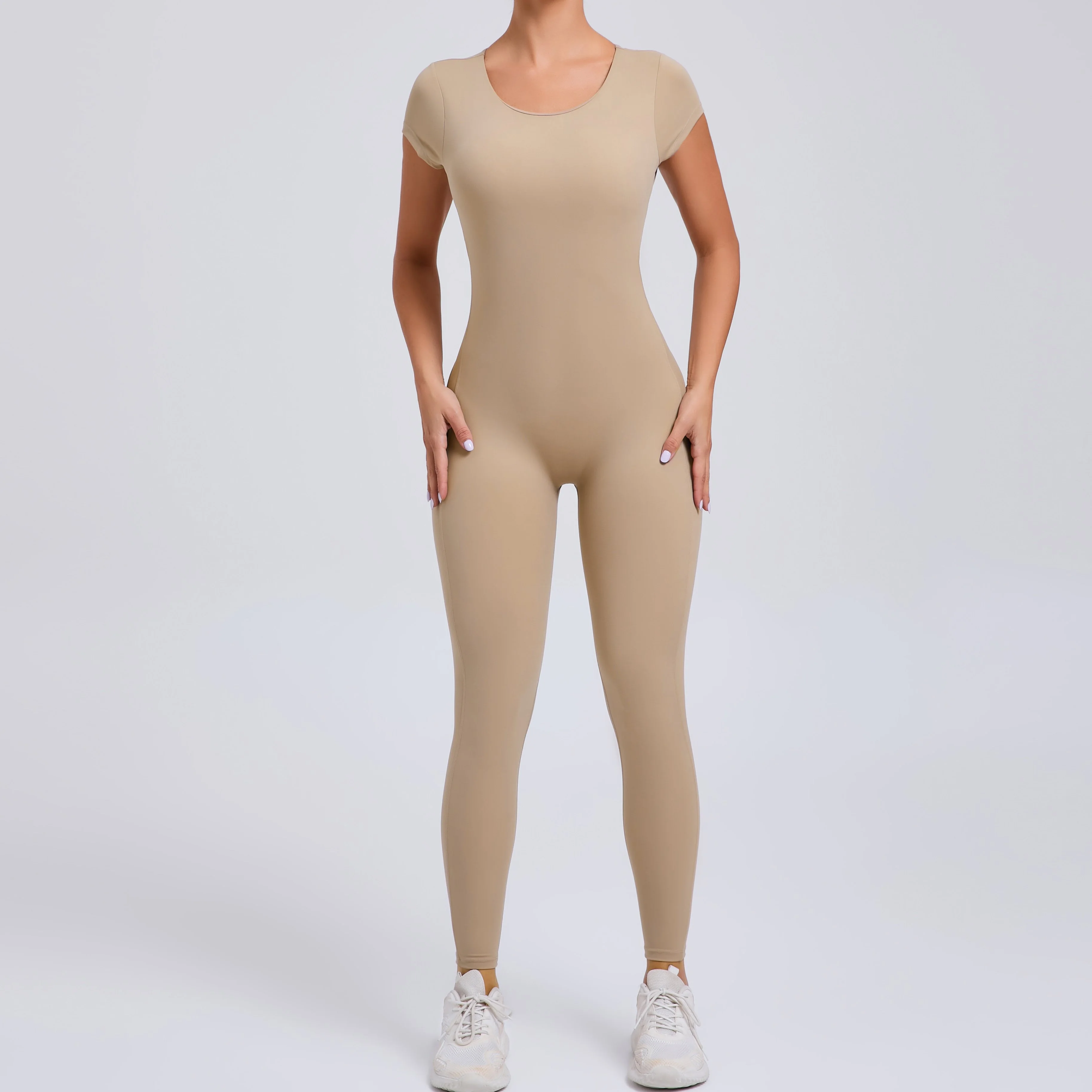 Backless Padded One-Piece Yoga Jumpsuit for Women