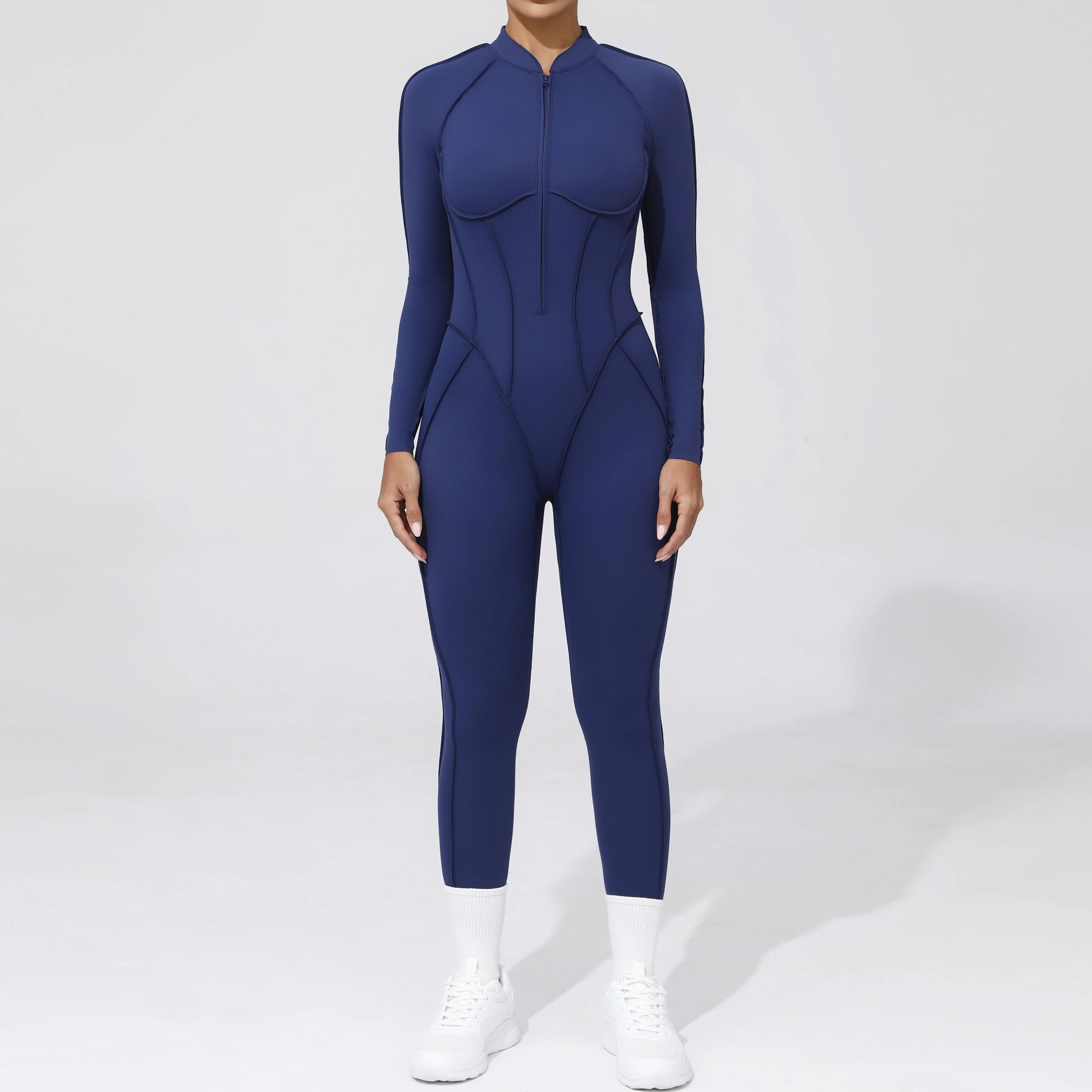 Backless Long-Sleeve Padded Yoga Jumpsuit for Women
