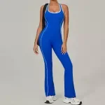 Sleek Backless Flared Jumpsuit Set for Fitness & Yoga