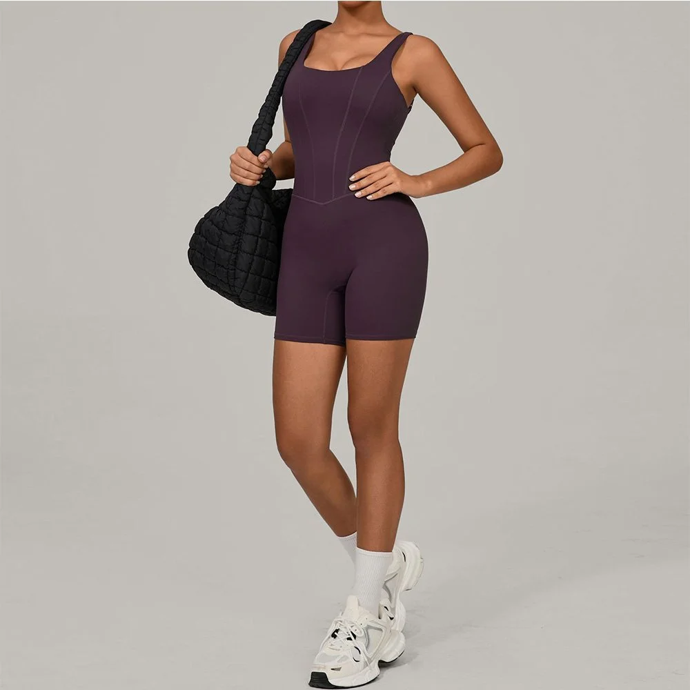 Women's Workout Romper Bodycon Sports Jumpsuit