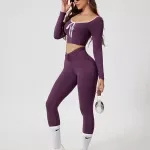 High Waist Purple Sports Leggings for Women