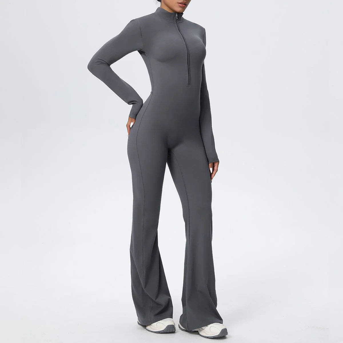 Women's Solid Color Scrunch Yoga Jumpsuit – Breathable Push-Up Fitness Bodysuit