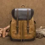 Fashion Canvas & Cowhide Waterproof Backpack for Men & Women – 15.6" Laptop Rucksack