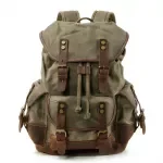 Vintage Canvas Waterproof Backpack for Men - Waxed Leather Daypack & Laptop Rucksack