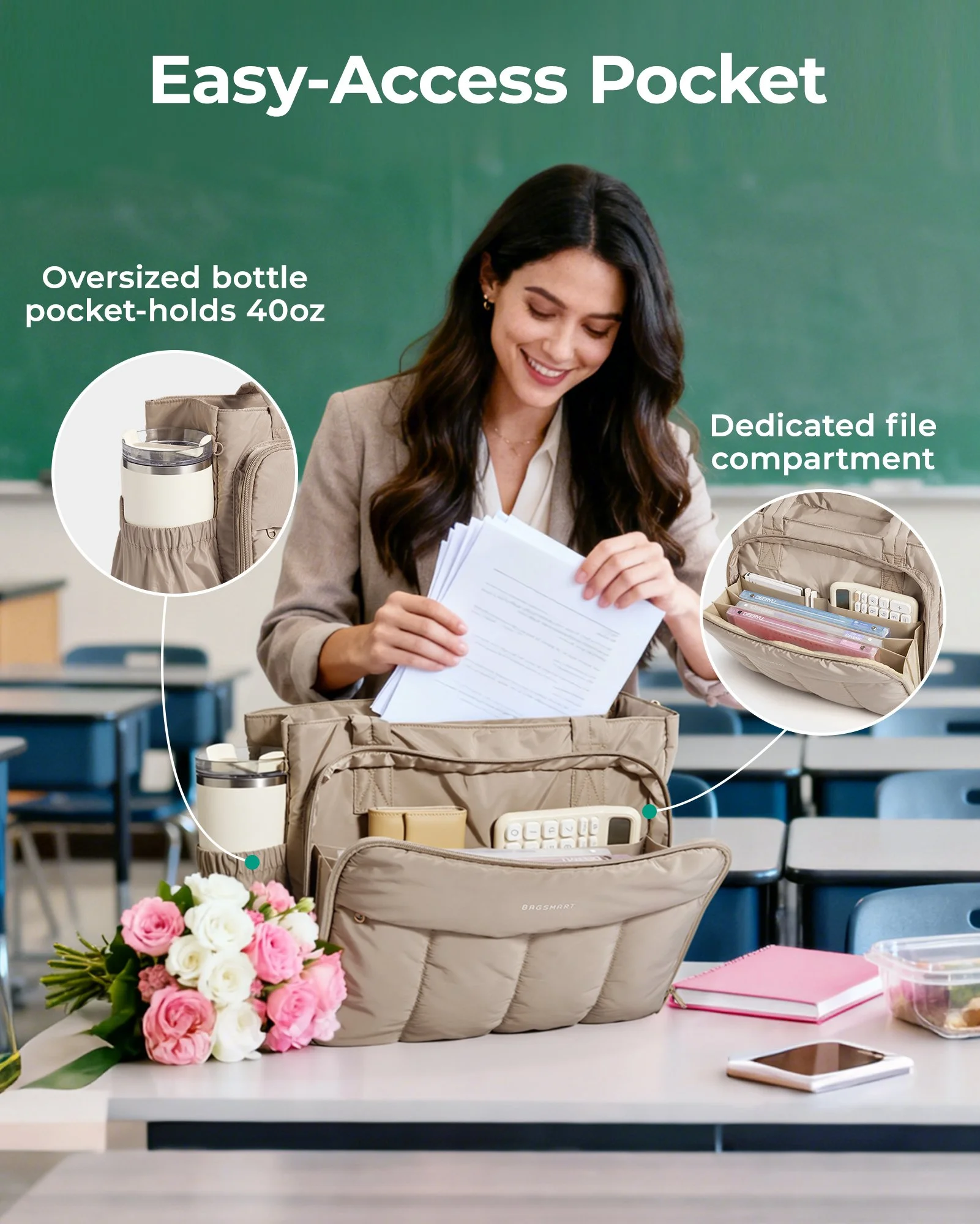 Insulated Laptop Work Tote with Lunch Compartment
