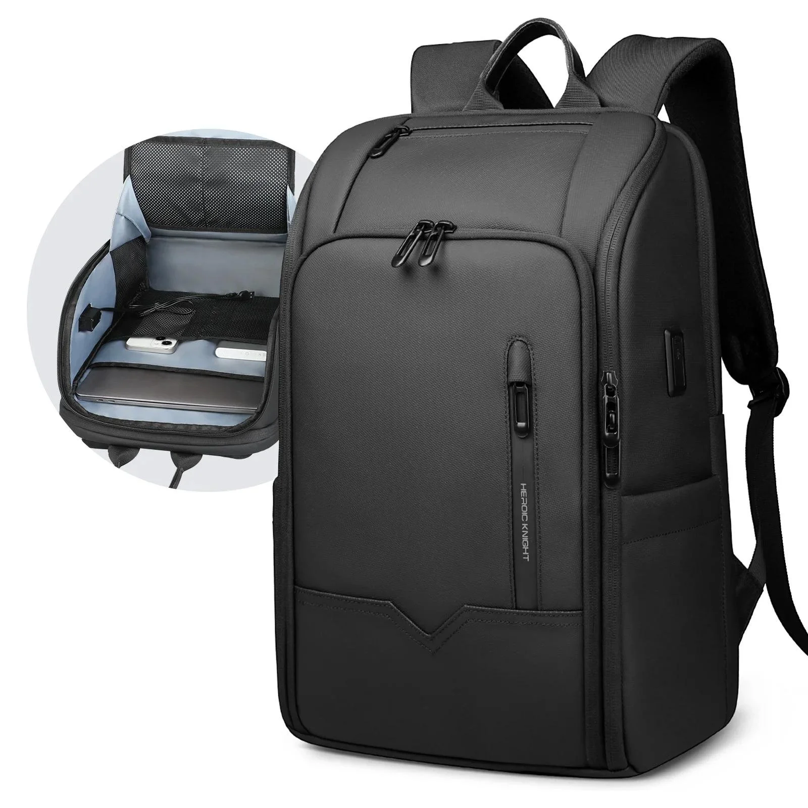 Slim Waterproof Anti-Theft Laptop Backpack with USB Charging Port