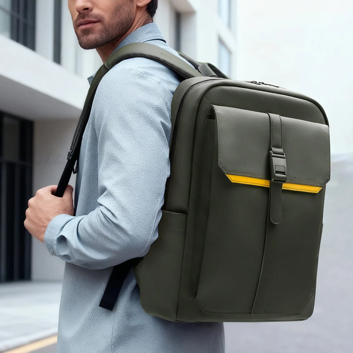 Slim Waterproof 15.6” Laptop Backpack with Magnetic Flap