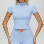 Women’s Zip Front Short Sleeve Compression Yoga & Running T-Shirt