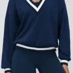 Women's V-Neck Long Sleeve Yoga Hoodie – Casual Athletic Top
