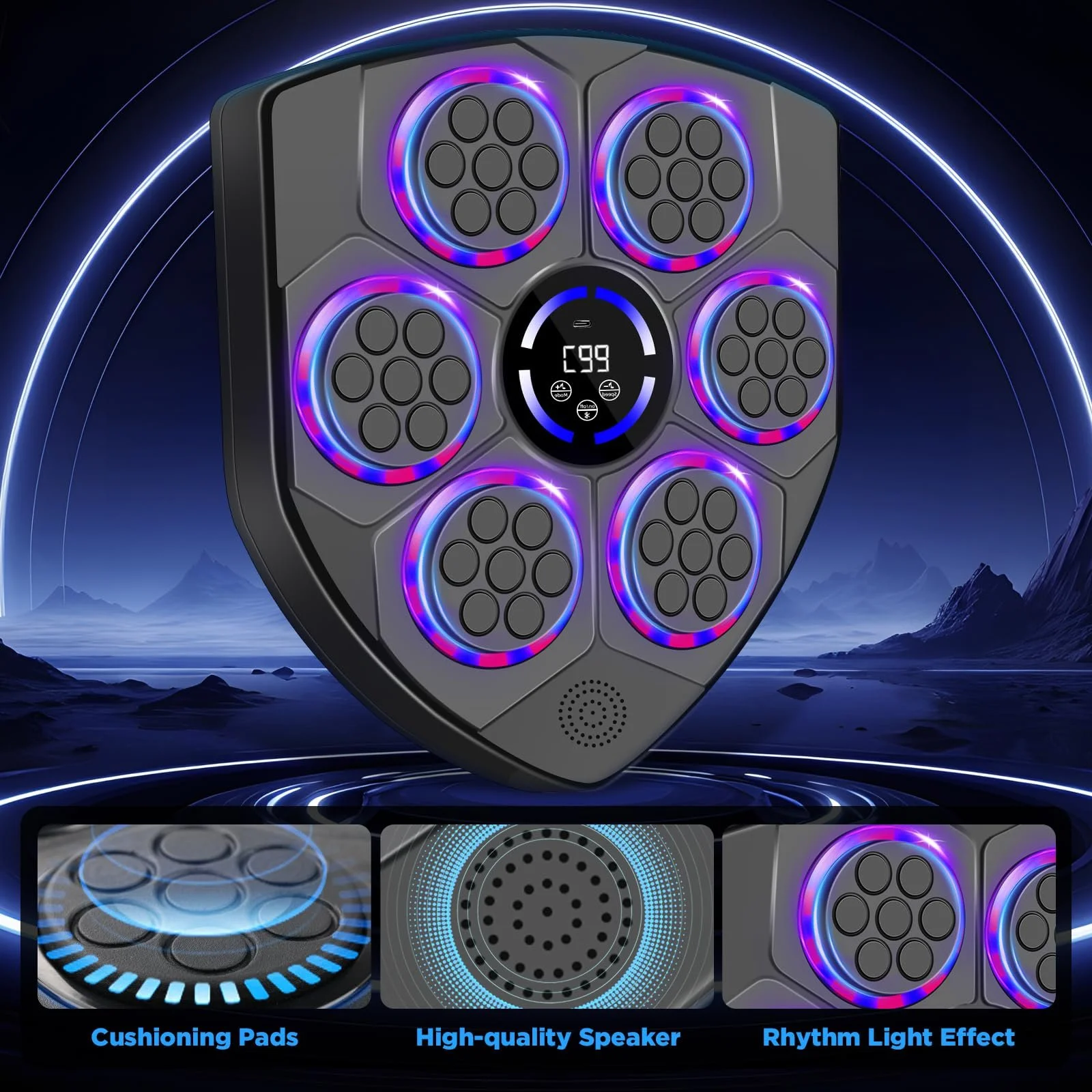 Smart Bluetooth Boxing Machine with Wall-Mounted Gloves for Adults
