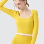 Seamless Long Sleeve Crop Yoga Top for Women