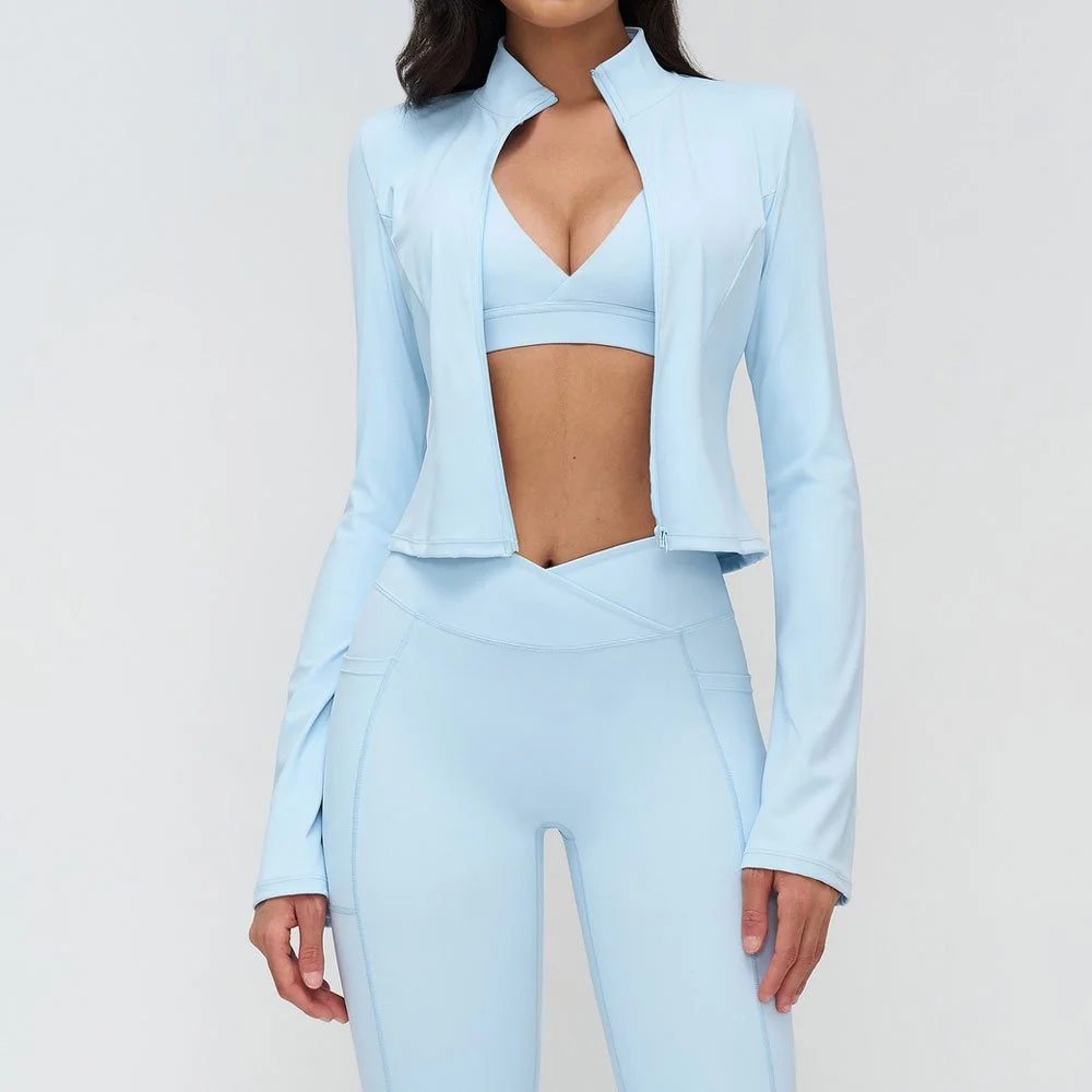 Women’s Full Zip Long Sleeve Yoga Jacket Breathable Running Top