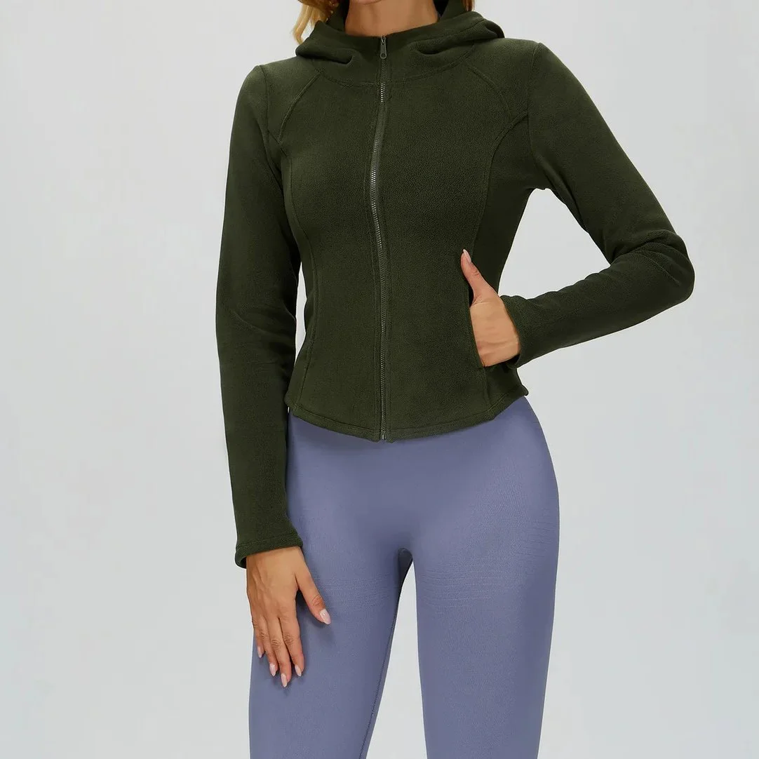 Women's Windproof Zip-Up Yoga & Cycling Jacket – Long Sleeve Workout Top