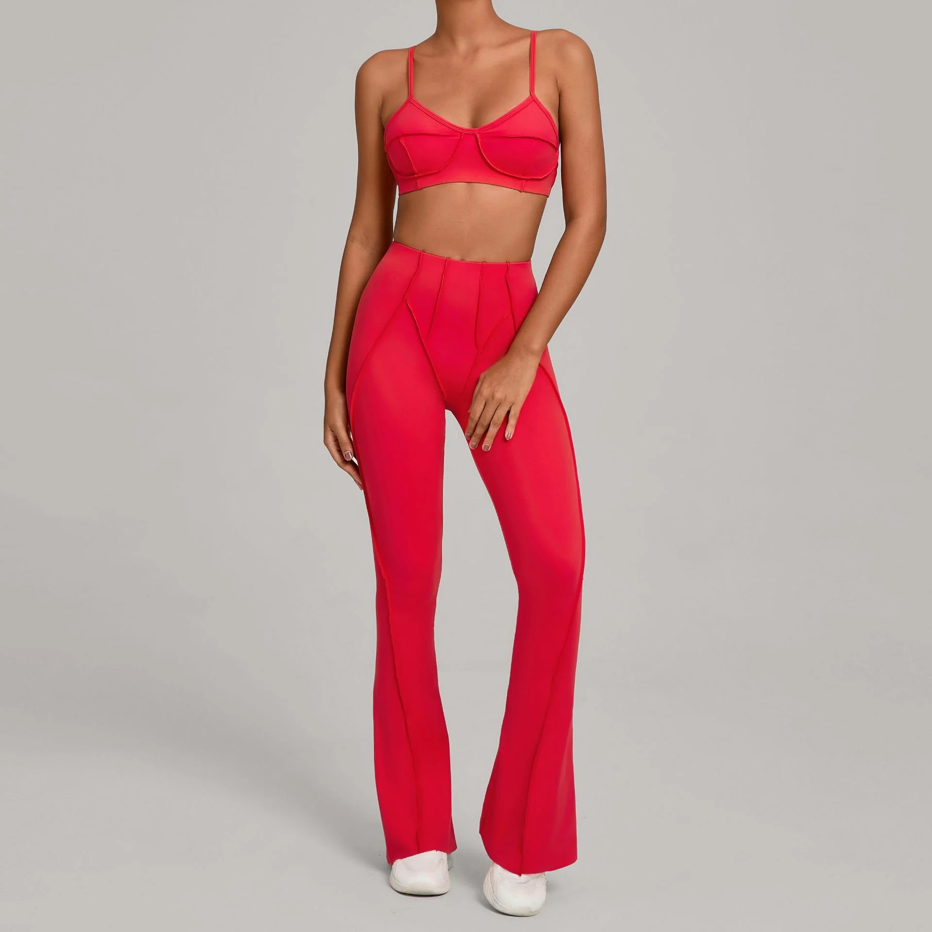 High-Waist Flare Yoga Set for Women – Sports Bra & Bell Bottom Leggings