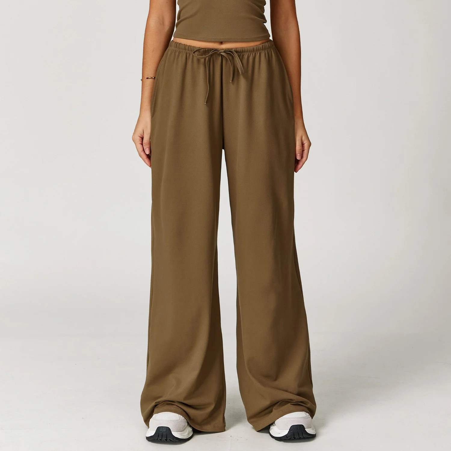 High Waist Drawstring Wide Leg Yoga Pants for Women
