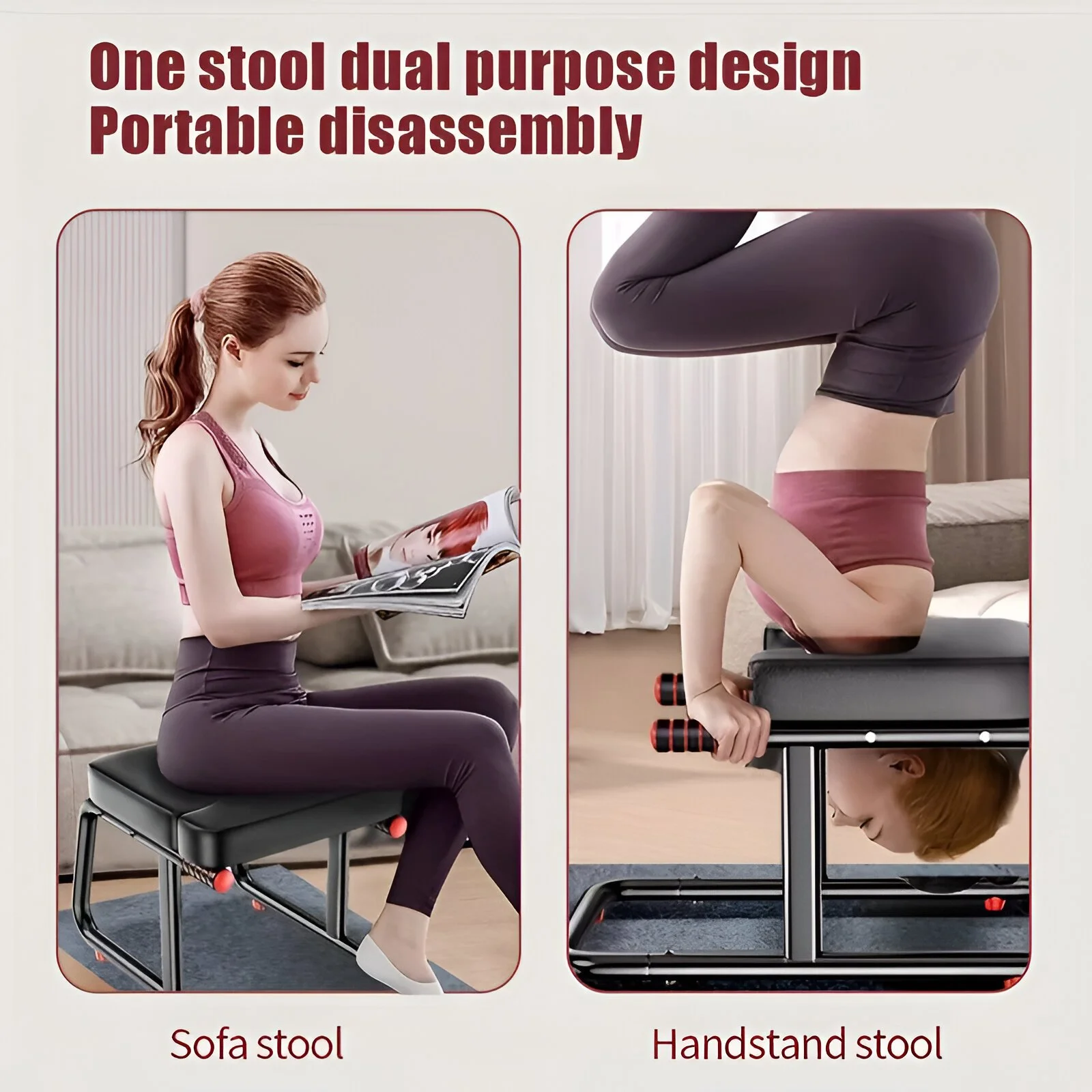 Multi-Functional Inverted Stool with Armrests - Yoga & Balance Training Chair