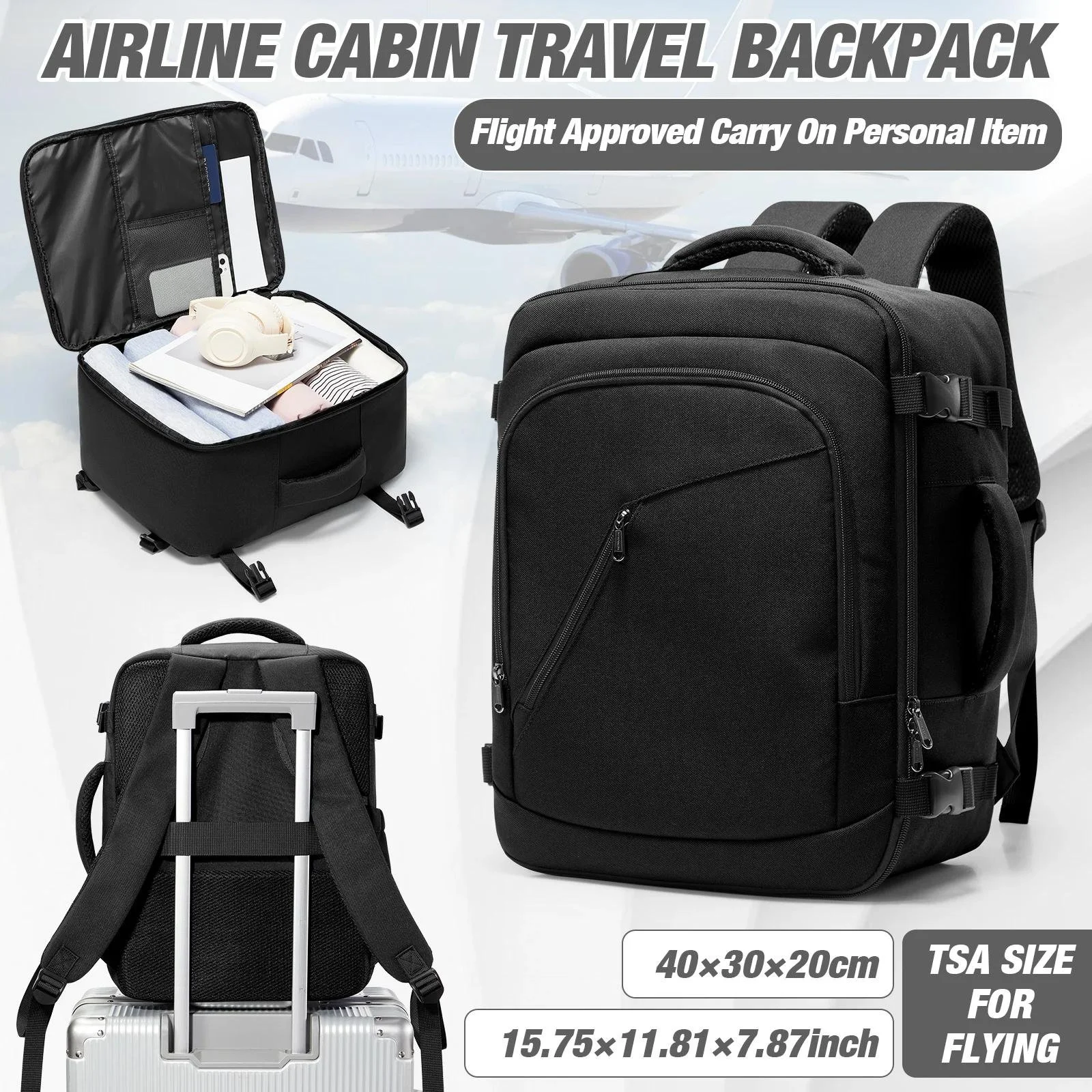 40x30x20 Laptop Backpack – Airline-Approved, Lightweight Travel & Hiking Backpack