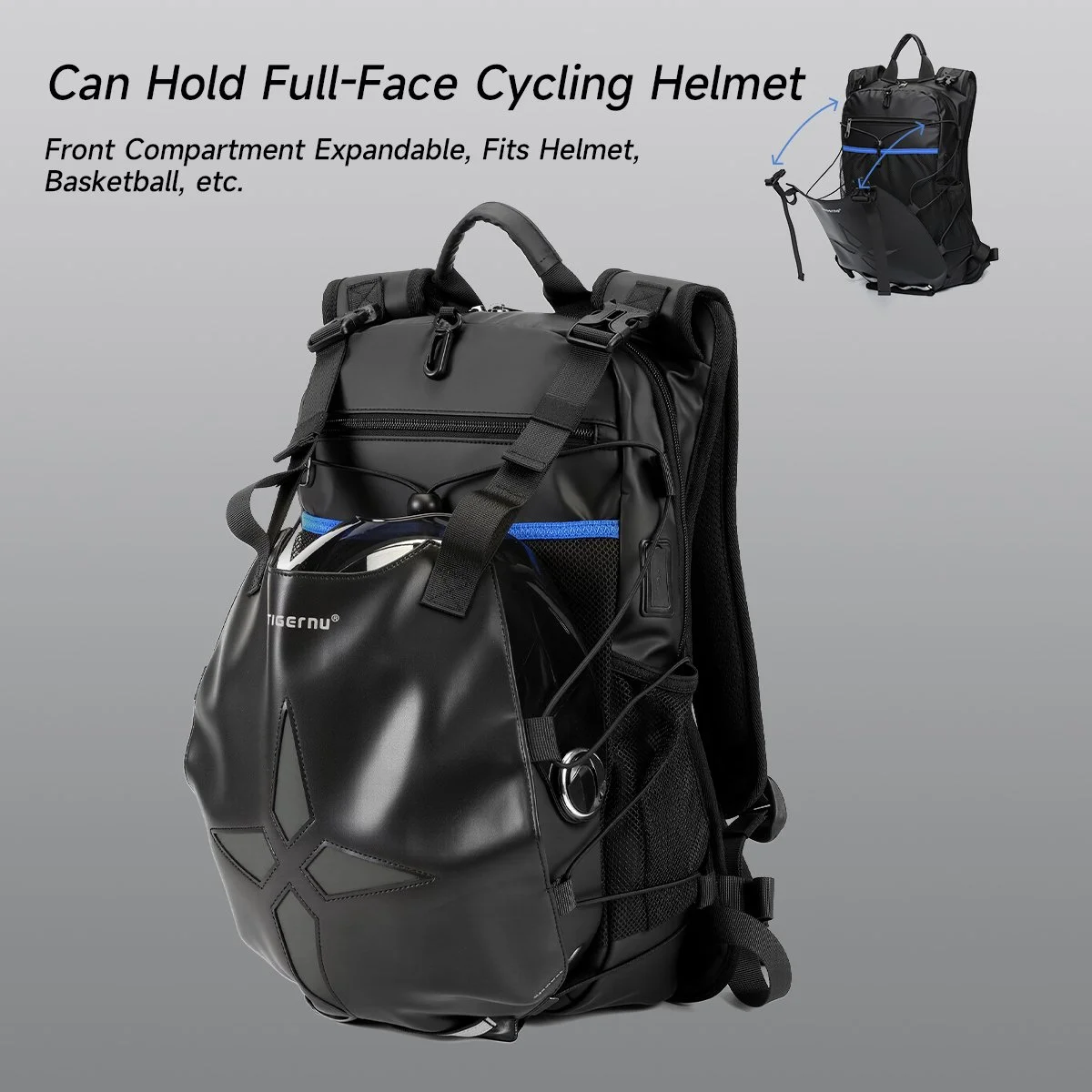 Waterproof Cycling Backpack with Helmet Storage and Reflective Strap
