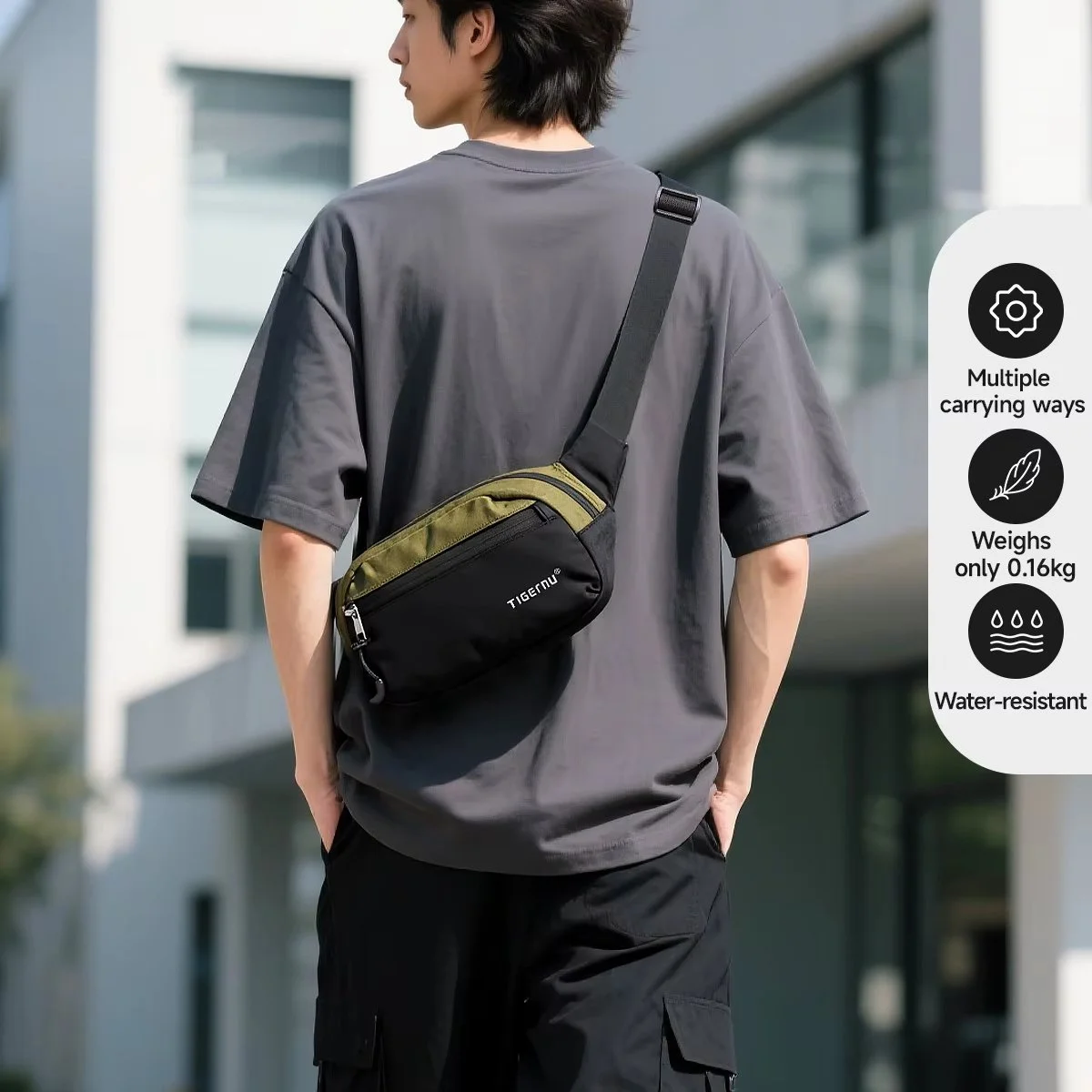 Lightweight Crossbody Sling Bag for Men – Casual Waist Pack, Waterproof and Multi-functional