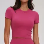 Sexy Women Yoga & Fitness Sports T-Shirt - Short Sleeve Gym Workout Top