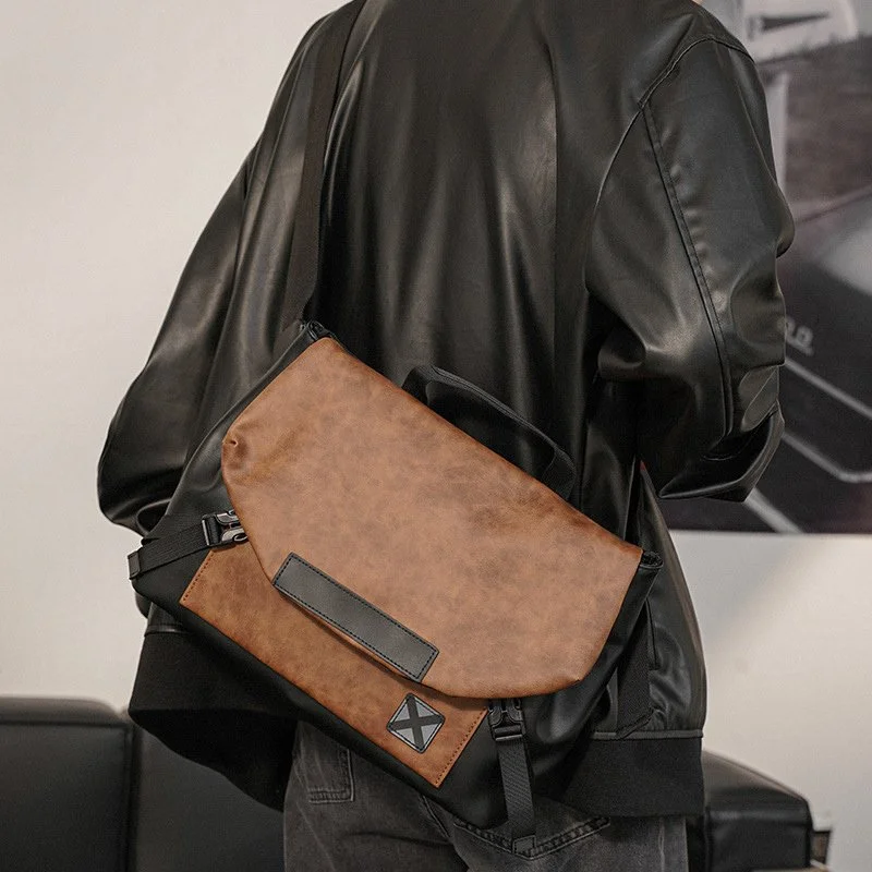 Casual Men's Leather Messenger Crossbody Sling Bag - Lightweight & Large Capacity