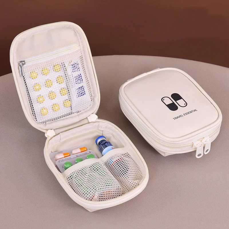 Portable Travel Medicine Organizer Bag with Wide Opening