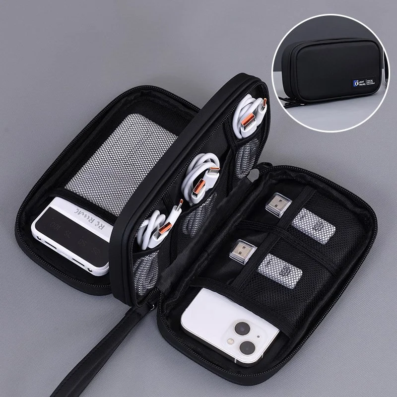 Waterproof Double-Layer Travel Cable & Accessories Organizer Pouch